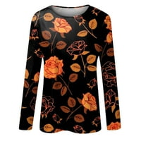 Дамска суитчър есен и зимна куха графична тениски модерни ежедневни тениски с дълъг ръкав с дълъг ръкав