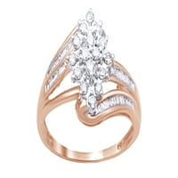Белият естествен диамантен клъстер пръстен в 10K розово злато
