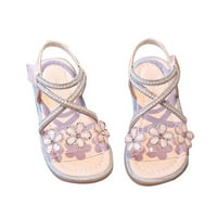 Бебешки момичета обувки флорални отпечатани плоски отворени пръсти сандали летен дизайн принцеса ежедневно с принцеса рокля Носете детски обувки за училище