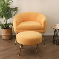 Стол за акцент с османски златни крака, модерен стол за акцент за хол, спалня или приемна, плюшено плюшено плюшено кадифено фотьойл с османци за хол