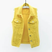 Пролетни якета за твърди дънкови дънни за жени плюс клирънс жълт размер 6xl