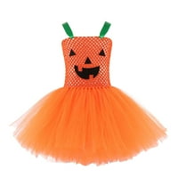 Хелоуин бебешки дрехи Малче момиче тиквена рокля за печат с без ръкави за години за години Хелоуин бебешка мода Достъпно бебе Хелоуин тоалети