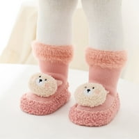 Shpwfbe обувки Зимни деца Момчета и момичета плоско дъно Неплъзгащи се плюшени топли и удобни сладки мечки чорапи подаръци