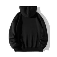 Leey-World Hoodies for Men Los Angel Men Women Letter Graphic Hooded Print кръгла врата Суичър с дълъг ръкав Топс Суичърс Черно, 2XL