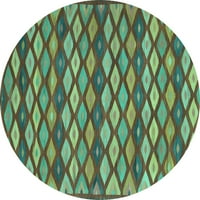 Ahgly Company Indoor Round Oriental Turquoise Blue Traditional Area Rugs, 5 'Round