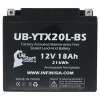 UB -YTX20L -BS подмяна на батерията за Yamaha RS Venture CC Snowmobile - фабрично активирана, без поддръжка, мотоциклетна батерия - 12V, 18AH, марката на батерията Upstart
