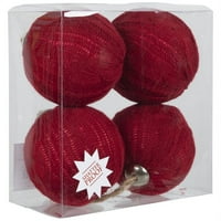 Червено плетена топка орнаменти за подстригване на коледно дърво декорация броя