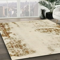 Ahgly Company Indoor Rectangle Abstract Vanilla Gold Abstract Area Rugs, 2 '4'