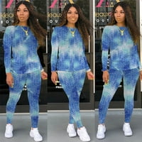 Uublik Fashion Women Yoga Set Tie-Dye Sportswear Suit Arconse Cutsety Long Donseve