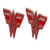 Wonder Woman ww лого Red Gold Eatrings