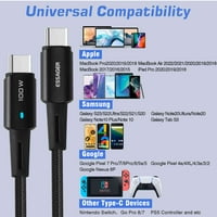 Urban USB C до USB C кабел 1,65ft 100W, USB 2. Тип C Зареждащ кабел Бързо зареждане за Рефема подложка, iPad Pro, iPad Air 4, Samsung Galaxy S21, Pixel, Switch, LG и др.