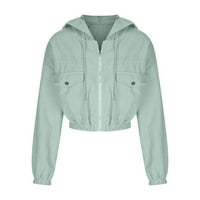 Loopsun летни спестявания дрехи за женско палто, есен есен зимен качулка яке яке свободно капка рамо с късо ръкав с късо яке