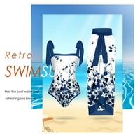 Жени плажен бански костюм, дантела с рокля за водни спортове (L бял отпуск