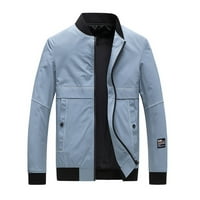 Мъжко палто модна мода от Zipper бутон с качулка есен и зимни есенни върхове за мъже яке суичър върхове блуза светлосин S-10xl