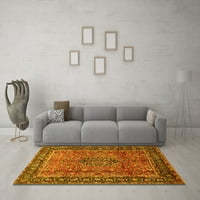 Ahgly Company Machine Pashable Indoor Round Персийски жълти традиционни килими, 4 'кръг