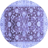 Ahgly Company Indoor Round Oriental Blue Traditional Area Rugs, 8 'Round