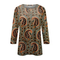Женски ръкави върхове и блузи есенна нова яка от копче за печат Етнически тънък връх, черен 2xl