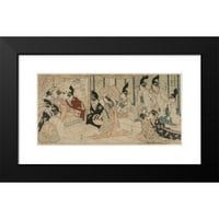 Kitagawa Utamaro Black Modern Musemer Framed Museum Art Print, озаглавен - Сцена, адаптирана от пиесата на хазната на лоялни задържащи