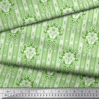 Soimoi Green Rayon Fabric Abstract Damask Decor Fabric Printed Yard Wide