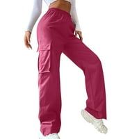 Женски колан по -малко с висок панталон с високи талии панталони с крак от отпуснат стил панталони ежедневни панталони женски панталони горещо розово s