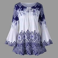 Akklian Summer Sav Clearance Женски плюс размер най-отпечатани отпечатани ръкави от ръкав блузи тениски тениски на туника
