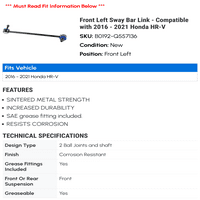 Връзка за предни ляво люлеене - съвместима с - Honda HR -V