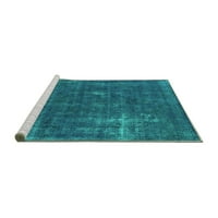 Ahgly Company Machine Wareable Indoor Square Oriental Turquoise Blue Industrial Area Cures, 4 'квадрат