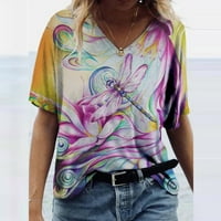 Alueeu жени мода ежедневни плюс размер живописни цветя печат кръг тениска с тениска на шията жени върхове