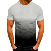 Uorcsa Mens Disco риза пуловер с къс ръкав Популярна ваканция Лятна екипаж Градиент на шията Мъжки топ блуза сиво