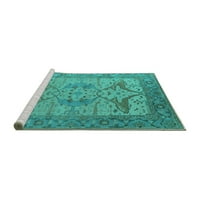 Ahgly Company Machine Pashable Indoor Square Oriental Turquoise Blue Industrial Area Rugs, 3 'квадрат