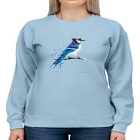 Pastell Blue Jay Bird Sweatshirt Женски дизайни -Ашвин Харисън, женски 3x -голям