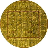 Ahgly Company Indoor Round Oriental Yellow Industrial Area Cugs, 7 'Round