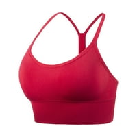 Fabiurt Women's Bra Fold's Solid Color Y Style Beauty Back Yoga Sports Bra Proof Yoga Bra, Red