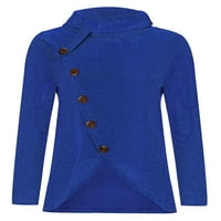 Жени джъмпер върхове зимен топъл пуловер солиден цвят пуловер дами трикотажни извода работят сини xxl
