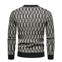 Holloyiver Мъжки есен за ново мъжки тънки кръгли пуловер пуловер пуловер ежедневно отпечатано дъно риза мъж Мъжки плетено дъно риза черно