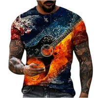 Мъжки атлетически късо ръкав мода мъже ежедневни кръгли шия готино стил 3D цифров печат пуловер фитнес спортни къси панталони ръкави тениска блуза просвет