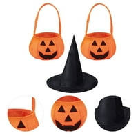 Хемотон комплект Хелоуин тиквени торбички с вещица шапка Хелоуин парти за парти за дете