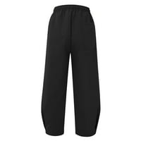 Symoid Mens Небрежни панталони- Лятна модна теглене еластична плътна разхлабена ежедневни панталони черни m