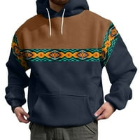 dmqupv графични тийнейджъри мъже улични дрехи качулки 3d отпечатани графики джобове пуловер суичър за мъже ВМС L