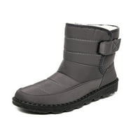 Zodanni дами снежни ботуши Средно теле глезена Bootie Comfort Waterproof Boot Outdoor Booties Walking Небрежна памучна облицовка Зимни обувки Сиво 8