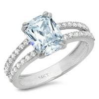 3.96ct възглавница отрязано синьо симулиран диамант 18k бяло злато годишнина годежен пръстен размер 10