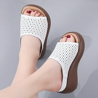 Rotosw дами слайдове плъзгане на сандали Peep Toe Wedge Sandal Comfort Летни ежедневни обувки на закрито на открито на открито обувка за бяла обувка 4,5