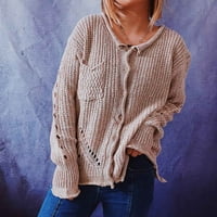 Aoksee пуловери за жени модни жени ежедневни кръгли вратни вратни ръкави есен пуловер блуза плътски върхове