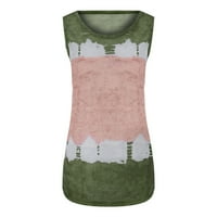 Miayilima Army Green xxxxl ризи за жени плюс размер ежедневно лято Spring Summer Lummer Cally Cound Neck Leeveless Tie Dye Print Patchwork Crew Tanks Tacks Топс