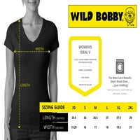 Wild Bobby, позитивност, казваща поп култура, женски младши годни тениски с V-образно деколте, лилав прилив, голям