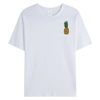 Тениска от бяла мъжка тениска мъж мъж през лятото ежедневен ананас тениска тениска блуза с къс ръкав кръгла шия тениска тениска
