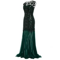 Рокли за пайети за жени Crewneck Вечер рокля Макси рокли Винтидж плюс размер рокля абитуриентска рокля черна рокля рокля с къс ръкав тънък дълъг рокля от 1920 г. Gatsby дълга рокля