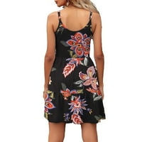 Boho Floral Print Spaghetti Strap Cami без ръкави с многоцветни жени рокли