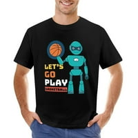 Робот, играещ баскетболен реколта тениска Мъжки памук Класически екипаж