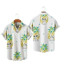 Мъжки лило шев Най -добър приятел риза Хавайски топ небрежен бутон надолу с късо ръкав риза